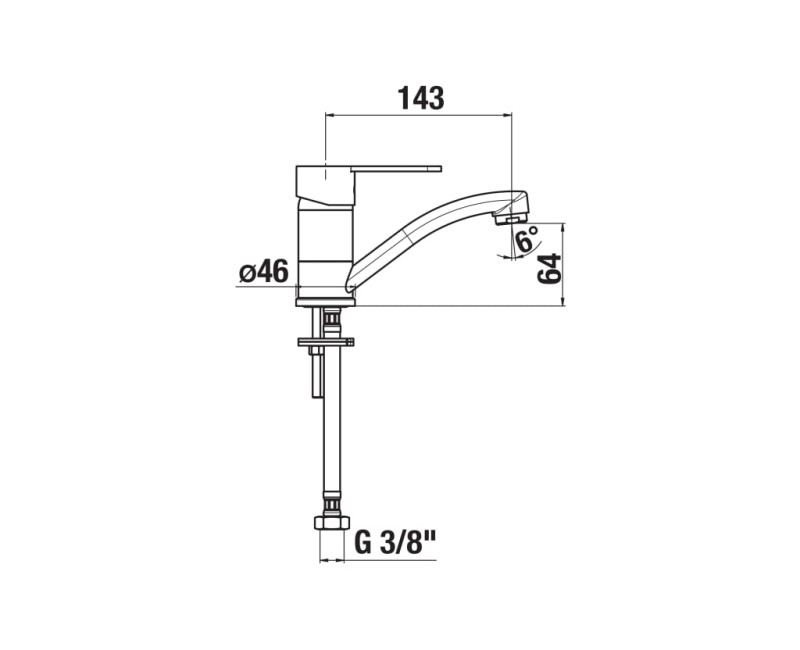 Кухонный смеситель Jika Lyra Smart, низкий излив 143 мм, хром