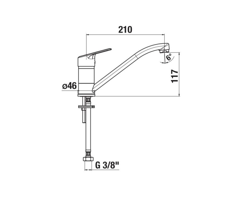 Virtuves maisītājs Jika Talas Trendy, zema iztece 210 mm, hroms