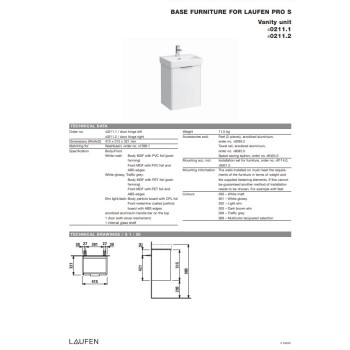 Шкаф для ванной Laufen Base (Pro S), 415x325 мм, h=530 мм, 1D, (Без раковины) левая сторона, белый матовый