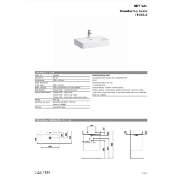 Раковина для ванной Laufen VAL 60x42см белая 8102830001041