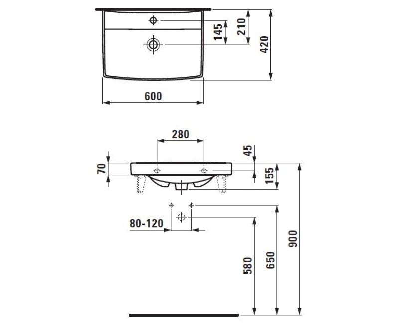Раковина для ванной Laufen Pro Nordic, 600x420 мм, белый