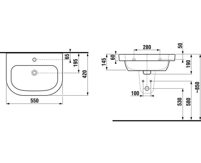 Раковина Jika Deep, 550x420 мм, белый