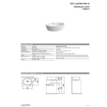 Раковина для ванной Laufen Pro, 520x390 мм, полированное дно, белый