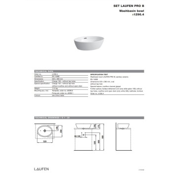 Раковина для ванной Laufen Pro, 520x390 мм, полированное дно, черный матовый