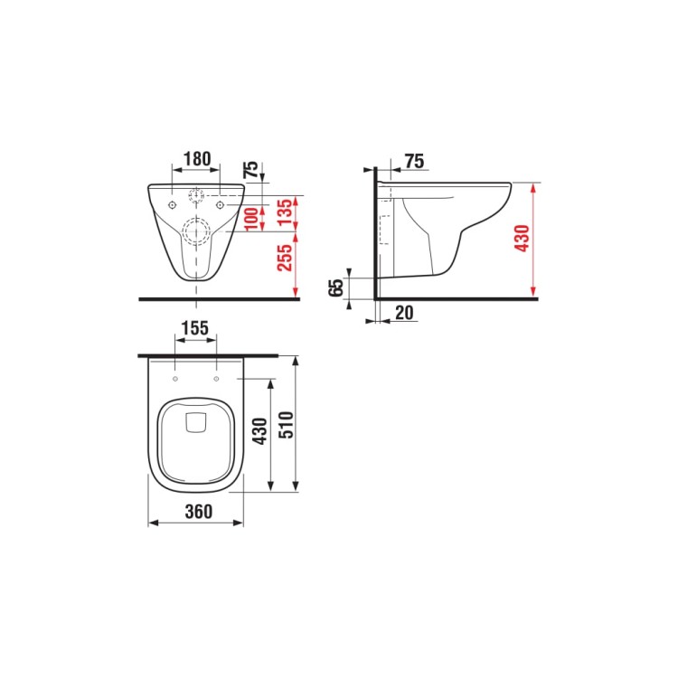 Подвесной унитаз Jika Deep Rimless, настенный, 360х510 мм, белый Подвесной унитаз Jika Deep Rimless, настенный, 360х510 мм, белый
