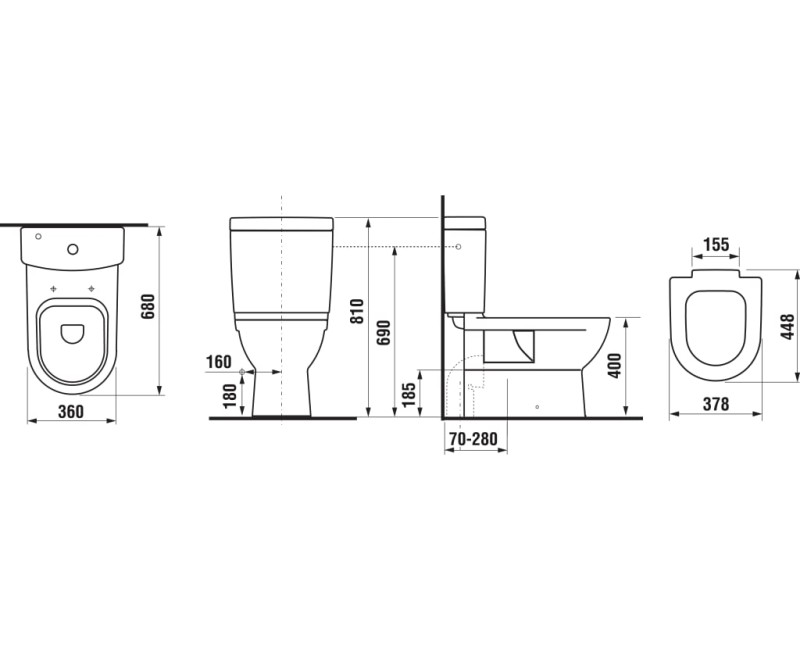 Tualetes poda apakša Jika Mio, 360x680 mm, universāls izvads, balta