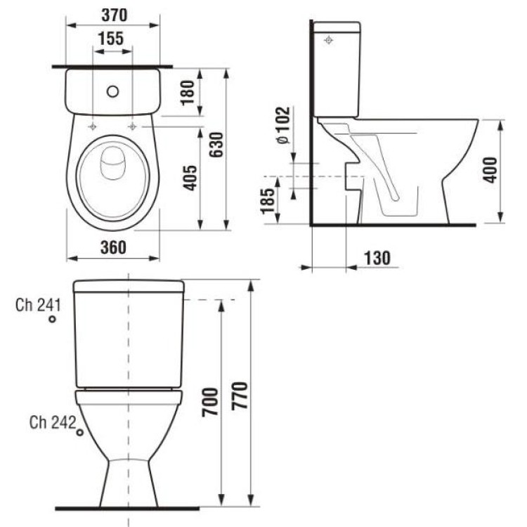 Tualetes pods Jika Lyra Plus, 360x630 mm, horizontāls izvads, pievads no apakšas, balts Tualetes pods Jika Lyra Plus, 360x630 mm, horizontāls izvads, pievads no apakšas, balts