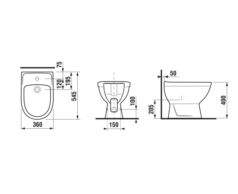 Биде Jika Lyra Plus, напольное, 360x535 мм, белое