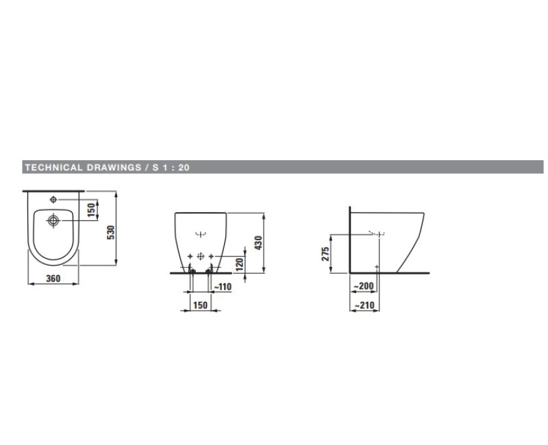 Bide Laufen Pro, 360x530 mm, balts