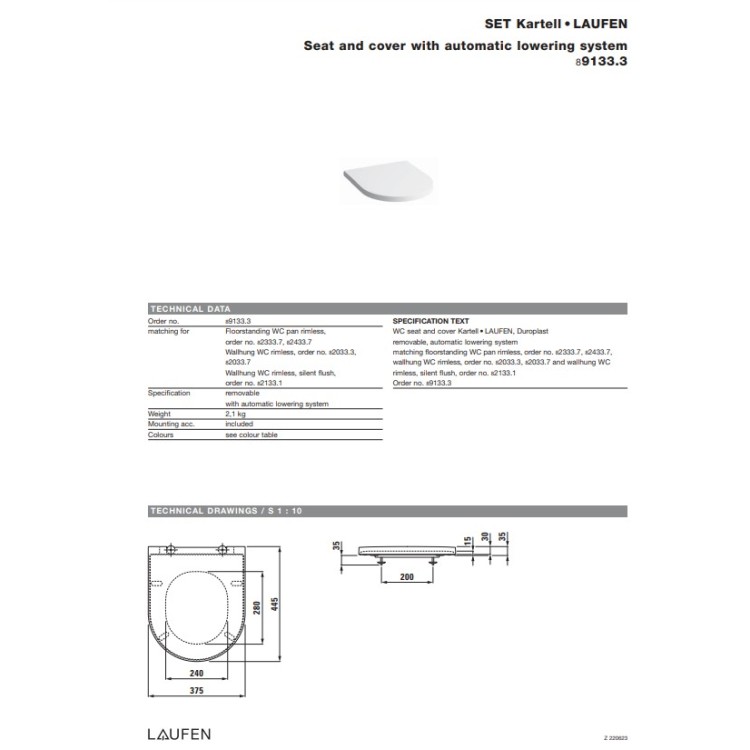 Крышка для унитаза Laufen Kartell NEW, QR/SC, черный матовый Крышка для унитаза Laufen Kartell NEW, QR/SC, черный матовый