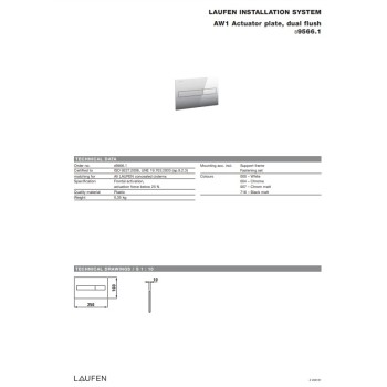 Кнопка монтажной рамыи Laufen LIS AW1 duo, 250х160 мм, белая