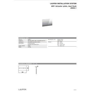 Кнопка монтажной рамы Laufen LIS AW1 duo, 250х160 мм, хром