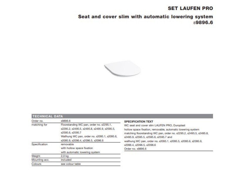 Poda vāks Lafen Pro Slim, SC, balts