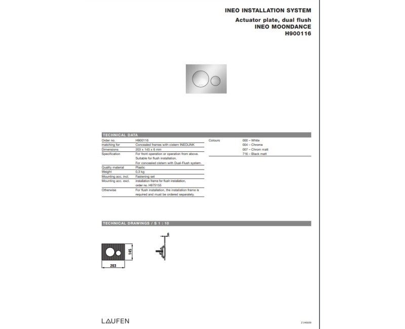 Taustiņš montāžas rāmim Laufen Ineo MoonDance, hroms