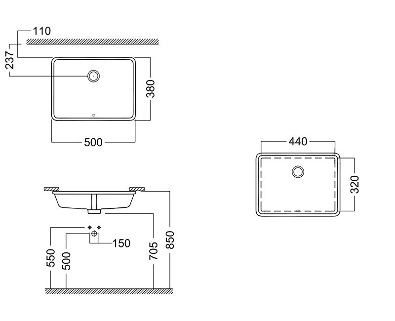 Vannas istabas izlietne Hatria BAHIA pabūvējamā, balta BH0500380010TU0