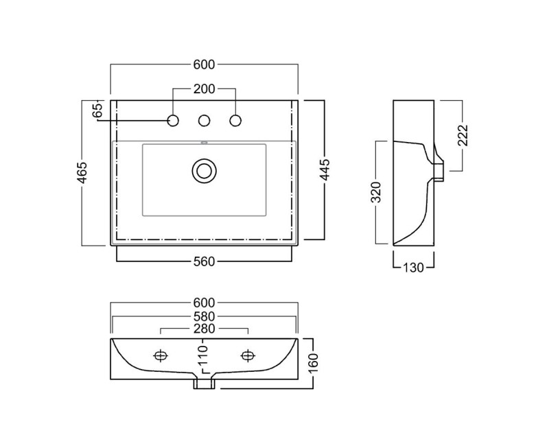Раковина для ванной Hatria Lavabo 60x46.5см, белая