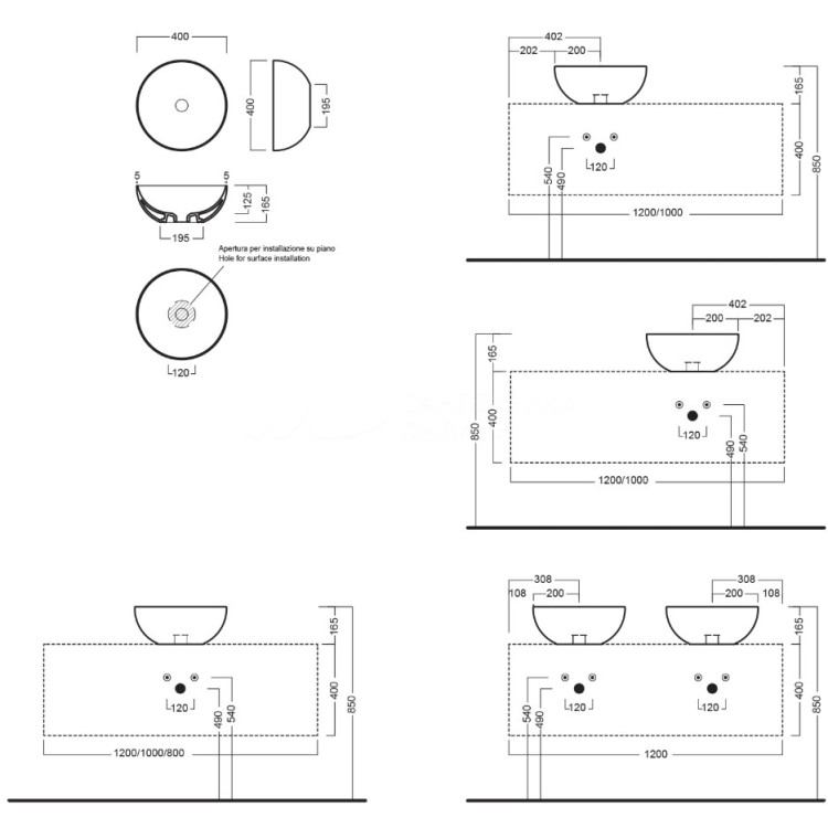 Раковина для ванной Hatria Lavabo 06:00 S Ø 40 см Y1VF01, белая