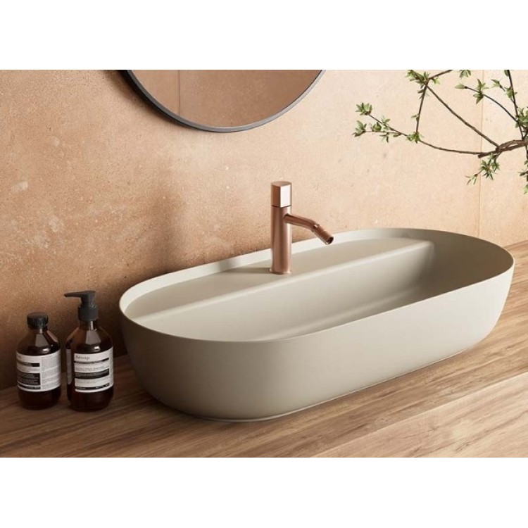 Vannas istabas izlietne Hatria Lavabo 21:00 MF S uz virsmas 75x38cm Y8AP01, Balta Vannas istabas izlietne Hatria Lavabo 21:00 MF S uz virsmas 75x38cm Y8AP01, Balta