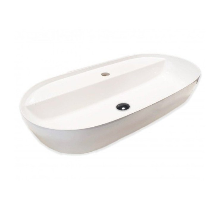 Vannas istabas izlietne Hatria Lavabo 21:00 MF S uz virsmas 75x38cm Y8AP01, Balta Vannas istabas izlietne Hatria Lavabo 21:00 MF S uz virsmas 75x38cm Y8AP01, Balta
