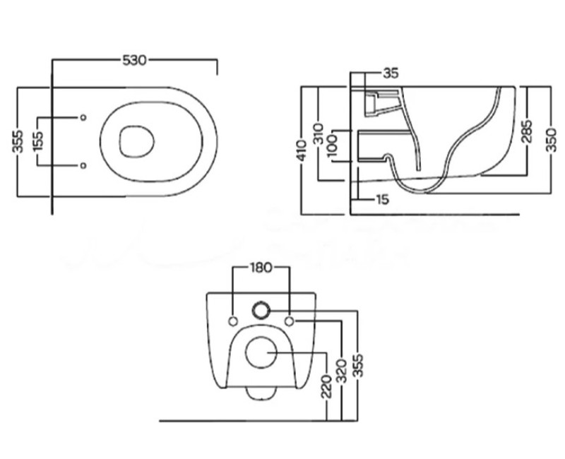 Подвесной унитаз Hatria Futura PURE VORTEX® без крышки, Lavagna 9BA006