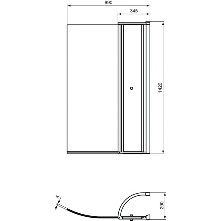 Vannas siena Ideal Standard Connect Air, 89x142 cm, sudrabs/dzidrs stikls E1137EO