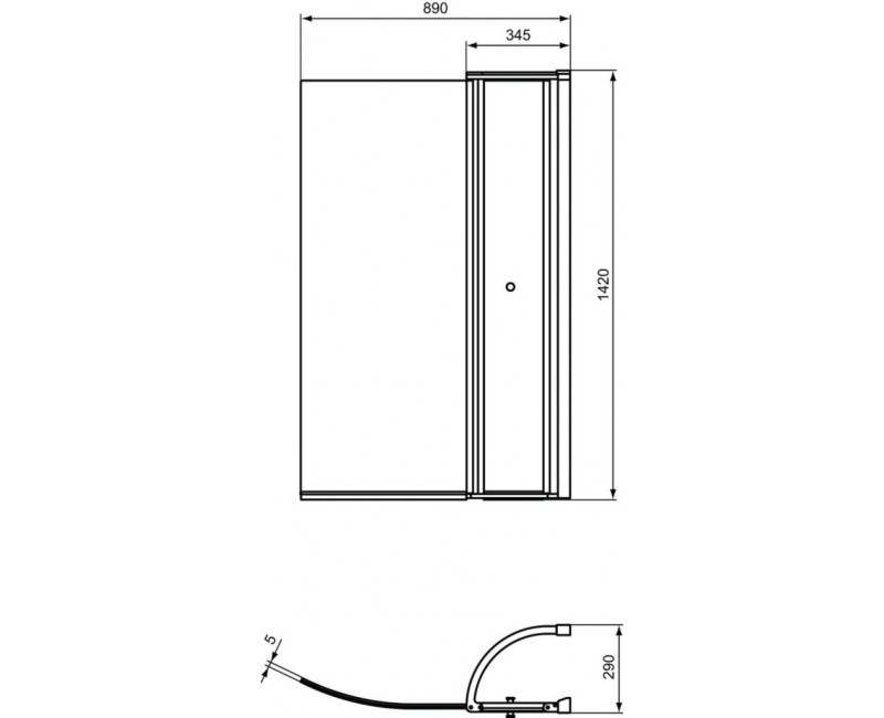 Шторка для ванны Ideal Standard Connect Air, 89x142 см, серебро/прозрачное стекло E1137EO