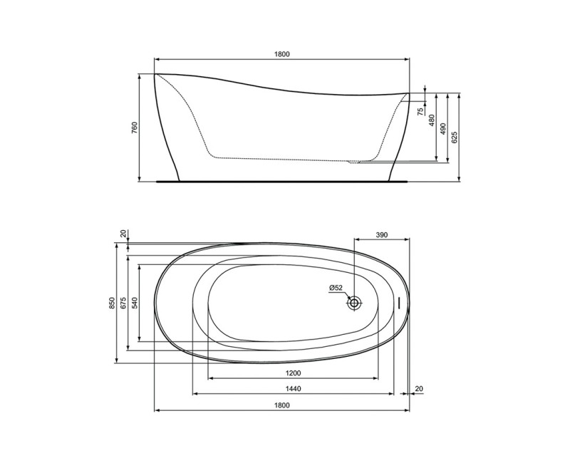Свободностоящая ванна Ideal Standard Around, 180x85 см, литой акрил, матовая белая K8715V1