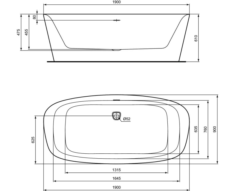 Свободностоящая ванна Ideal Standard Dea, 190x90 см, литой акрил, матовая белая K8722V1