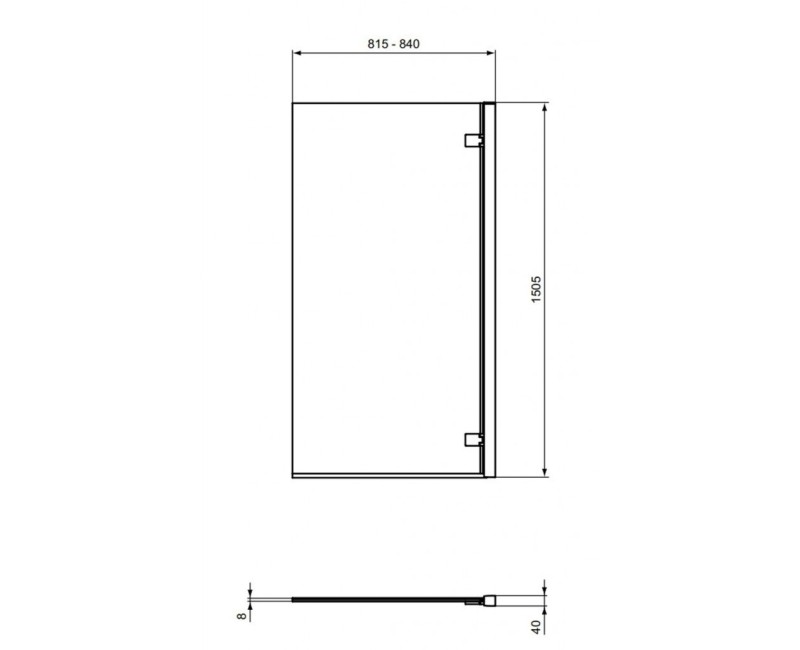 Vannas siena Ideal Standard i.Life, 82cm, labā puse, sudrabs/dzidrs stikls T4884EO