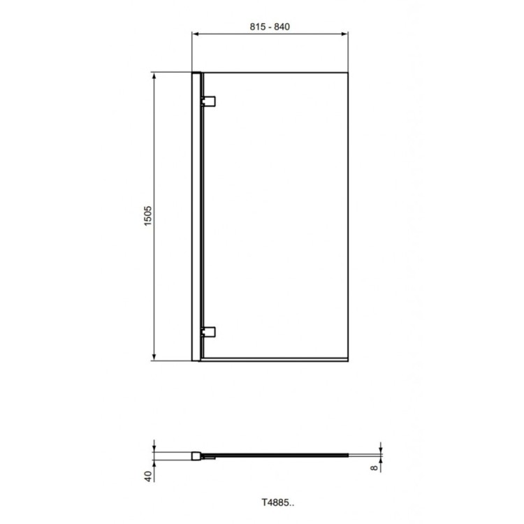 Vannas siena Ideal Standard i.Life, 82cm, kreisā puse, sudrabs/dzidrs stikls T4885EO Vannas siena Ideal Standard i.Life, 82cm, kreisā puse, sudrabs/dzidrs stikls T4885EO