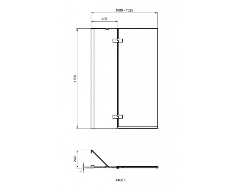 Vannas siena Ideal Standard i.Life, 100 cm, kreisā puse, divdaļīga, sudrabs/dzidrs stikls T4887EO