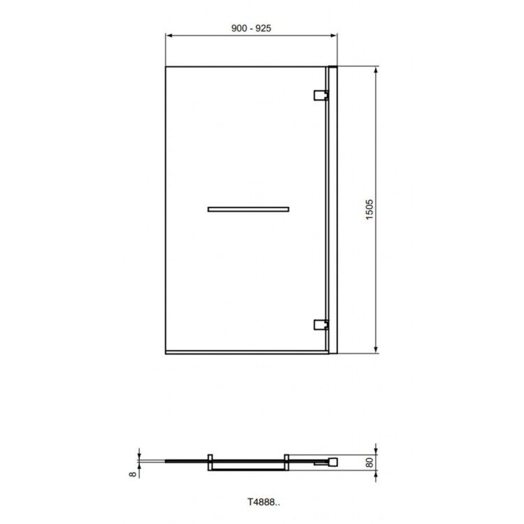 Vannas siena Ideal Standard i.Life, 90 cm, labā puse, ar dvieļu turētāju, sudrabs/dzidrs stikls T4888EO Vannas siena Ideal Standard i.Life, 90 cm, labā puse, ar dvieļu turētāju, sudrabs/dzidrs stikls T4888EO