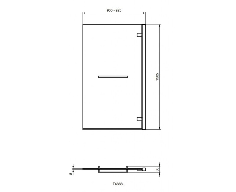 Vannas siena Ideal Standard i.Life, 90 cm, labā puse, ar dvieļu turētāju, sudrabs/dzidrs stikls T4888EO