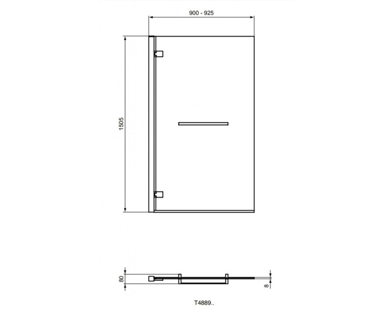 Vannas siena Ideal Standard i.Life, 90 cm, kreisā puse, ar dvieļu turētāju, sudrabs/dzidrs stikls T4889EO
