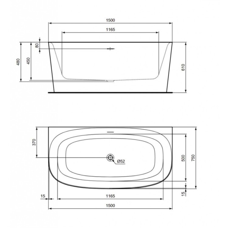 Vanna Ideal Standard Dea, 150x75 cm, akrila, balta T546501 Vanna Ideal Standard Dea, 150x75 cm, akrila, balta T546501