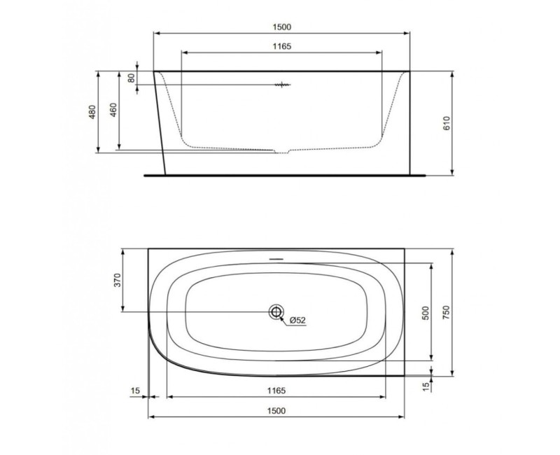 Ванна Ideal Standard Dea, 150x75 см, акрил, правая сторона, белая T546601