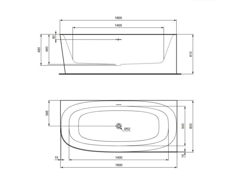 Ванна Ideal Standard Dea, 180x80 см, акриловая, правая сторона, белая T549101