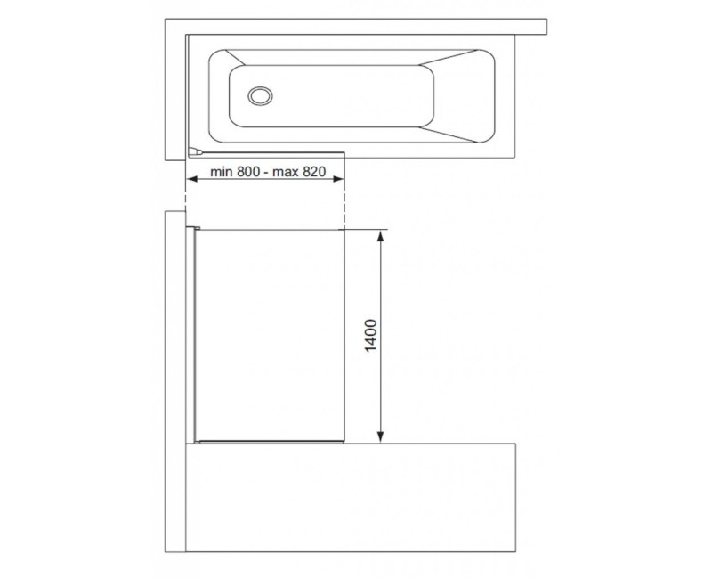 Шторка для ванны Ideal Standard Connect 2, 80x140 см, серебро/прозрачное стекло T9923EO