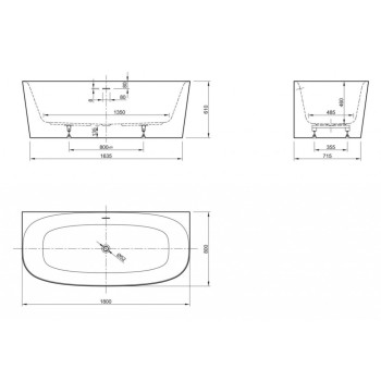 Brīvi stāvoša Vanna Ideal Standard Dea, 180x80 cm, lietā akrila, balta T994001