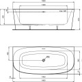 Brīvi stāvoša Vanna Ideal Standard Dea, 180x80 cm, lietā akrila, balta/melna T9940V3