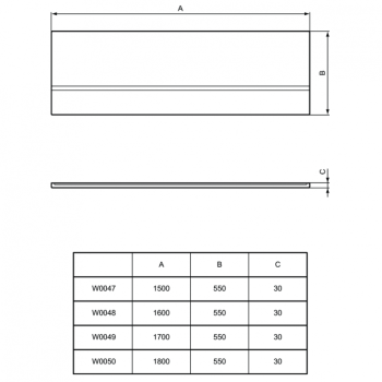Vannas panelis Ideal Standard Simplicity, 170 cm, balts W004901
