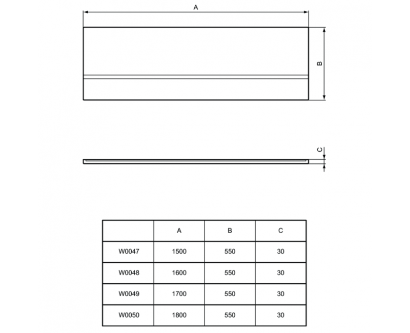 Vannas panelis Ideal Standard Simplicity, 170 cm, balts W004901