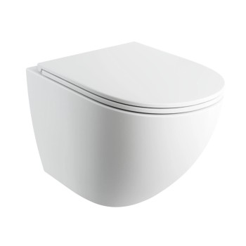 Piekaramais tualetes pods Omnires OTTAWA COMFORT Rimless ar Soft Close vāku, balts matēts
