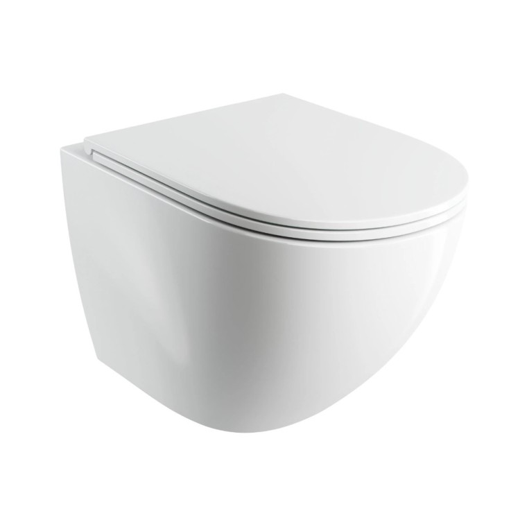 Унитаз подвесной Omnires OTTAWA COMFORT Rimfree с крышкой Soft Close, белый глянцевый