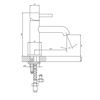 Смеситель для раковины Omnires Y, матовое золото
