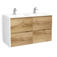 Шкафчик под раковиной OZE BIRDIE (без раковины) 2х600мм Белый/Дуб Золотой