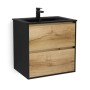 Шкафчик под раковиной OZE BIRDIE (без раковины) 600мм Черный / Дуб Золотой