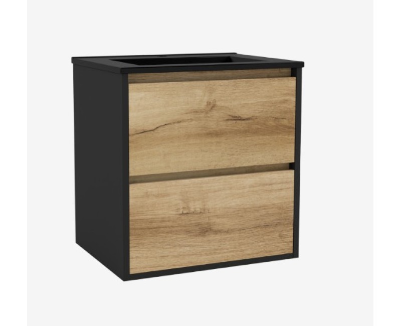 Vannas istabas skapītis OZE BIRDIE (bez izlietnes) 600mm Melns / Golden Oak