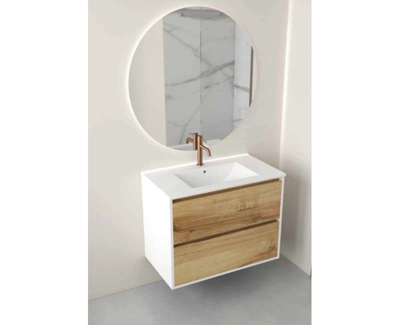 Шкафчик под раковиной OZE BIRDIE (без раковины) 600мм Белый / Дуб Золотой