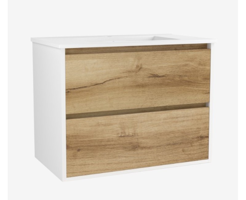 Vannas istabas skapītis OZE BIRDIE (bez izlietnes) 800mm Balts / Golden Oak